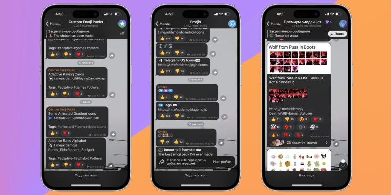 Где искать наборы эмодзи-статусов для Telegram Premium