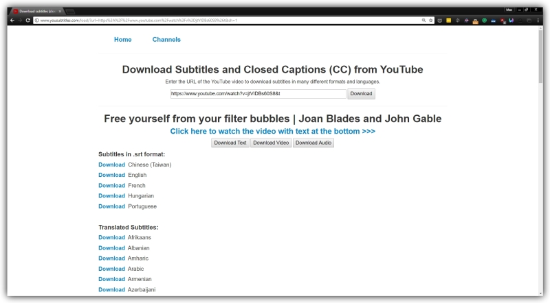 Как скачать субтитры с YouTube